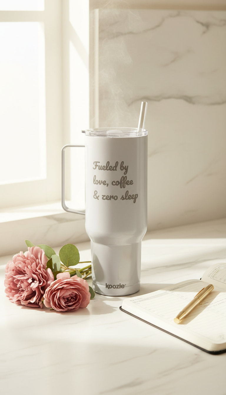 40oz Mama's Secret Insulated Tumbler — Fueled by Love, Coffee & Zero Sleep