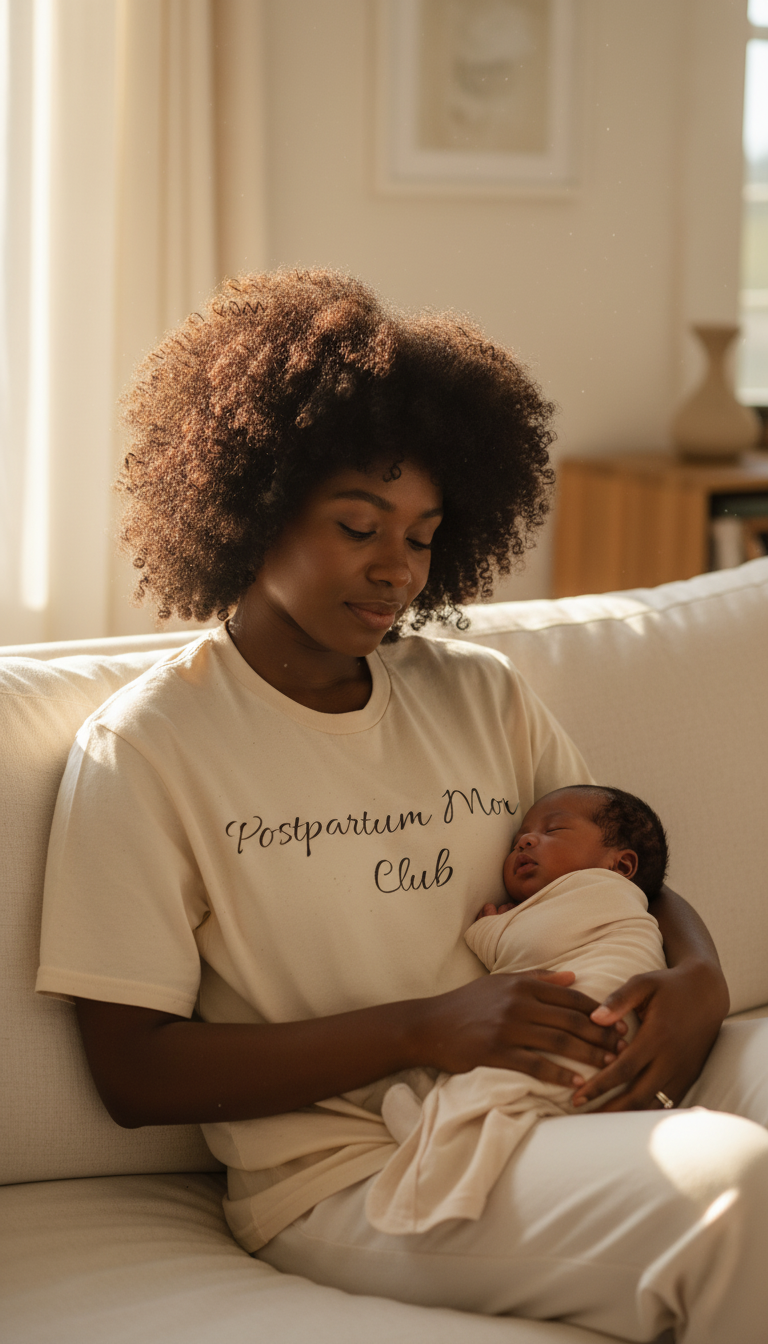 Postpartum Mom Club T-Shirt — New Mama Support Tee